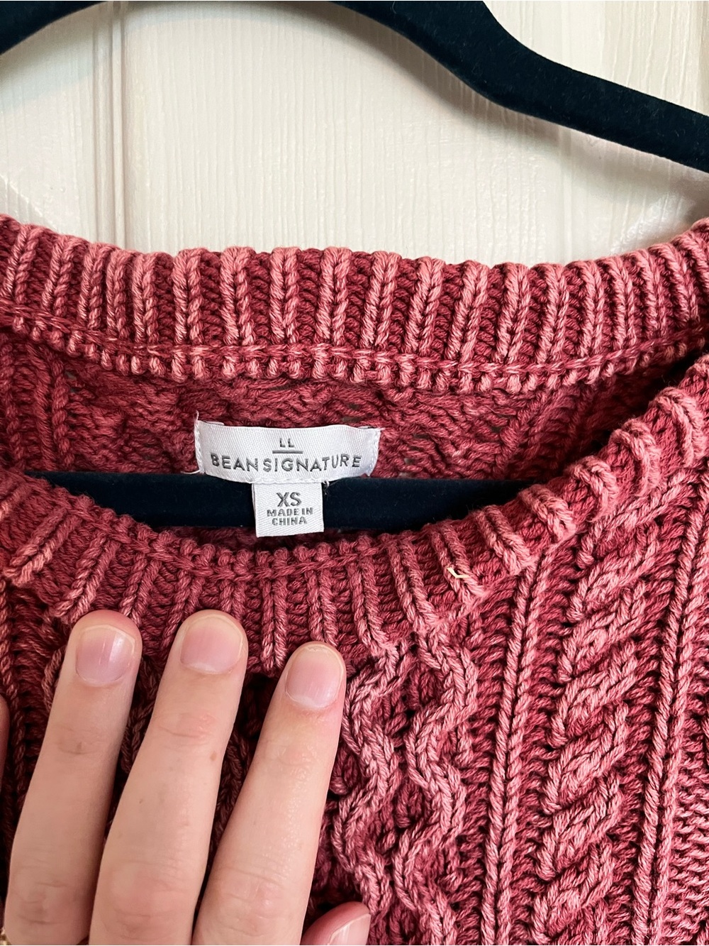 L.L. Bean Cable Knit Crewneck Sweater in Dusty Rose - Picture 4 of 5